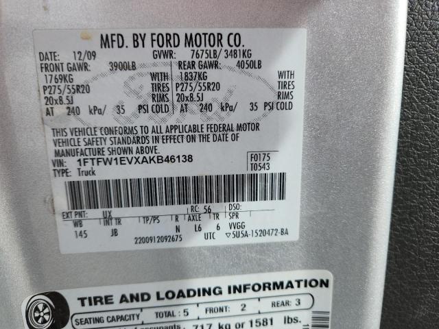 2010 FORD F150 SUPER - 1FTFW1EVXAKB46138