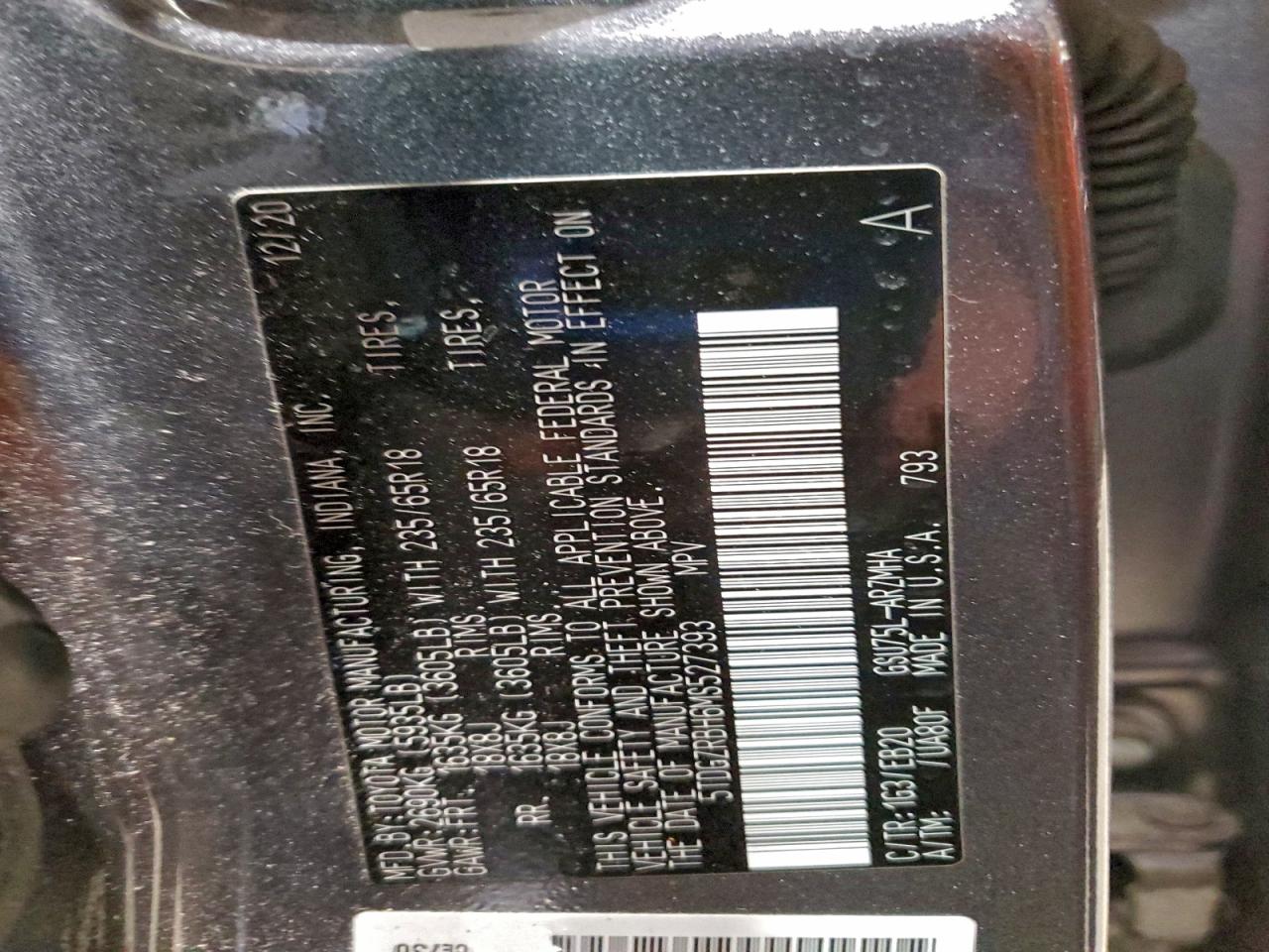 Lot #3316833665 2021 TOYOTA HIGHLANDER