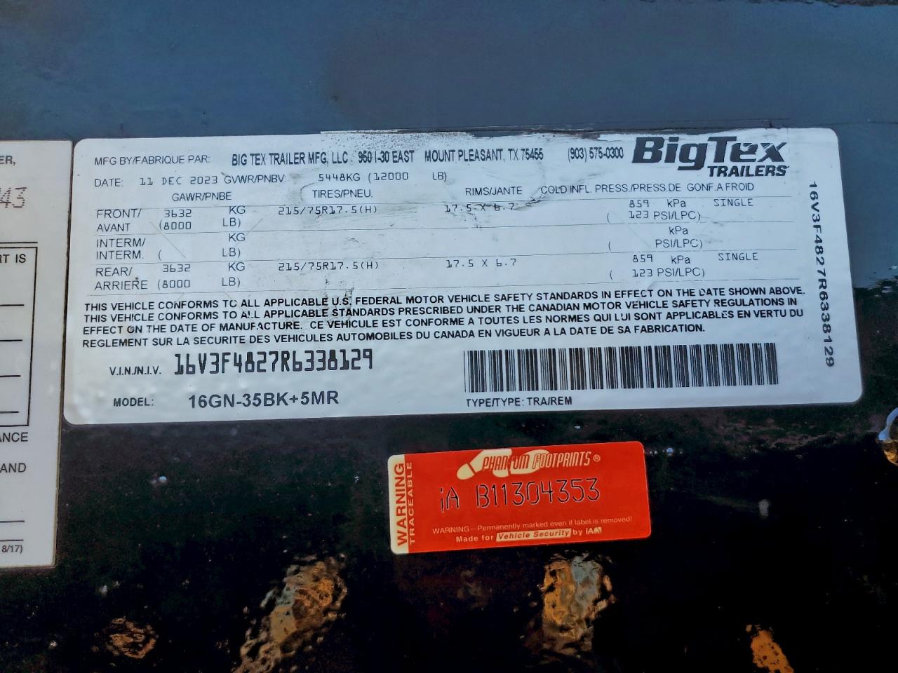 Lot #3308367286 2024 BIGTX TRAILER