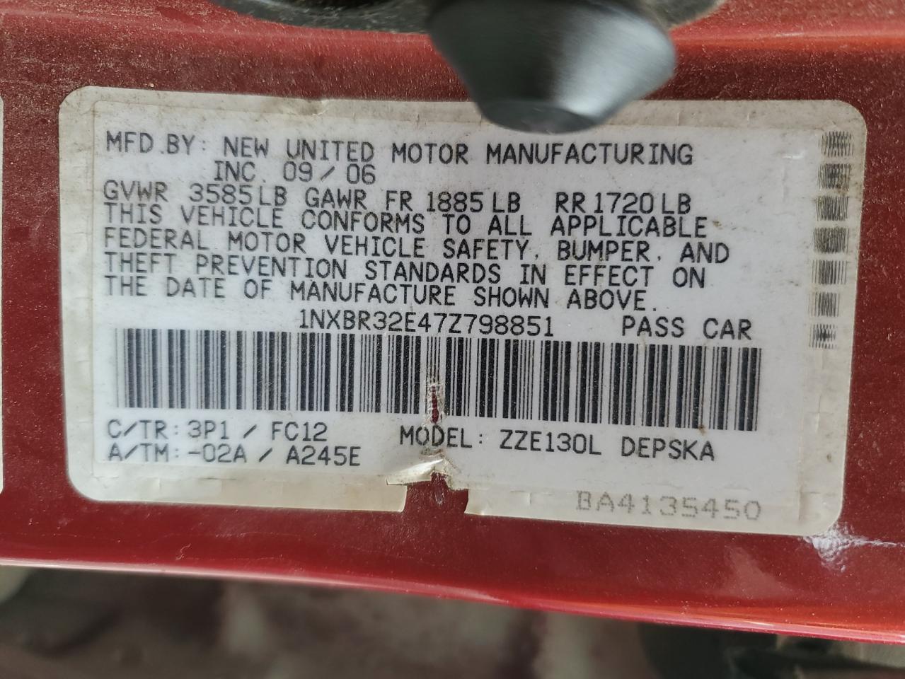 Lot #3290255222 2007 TOYOTA COROLLA CE