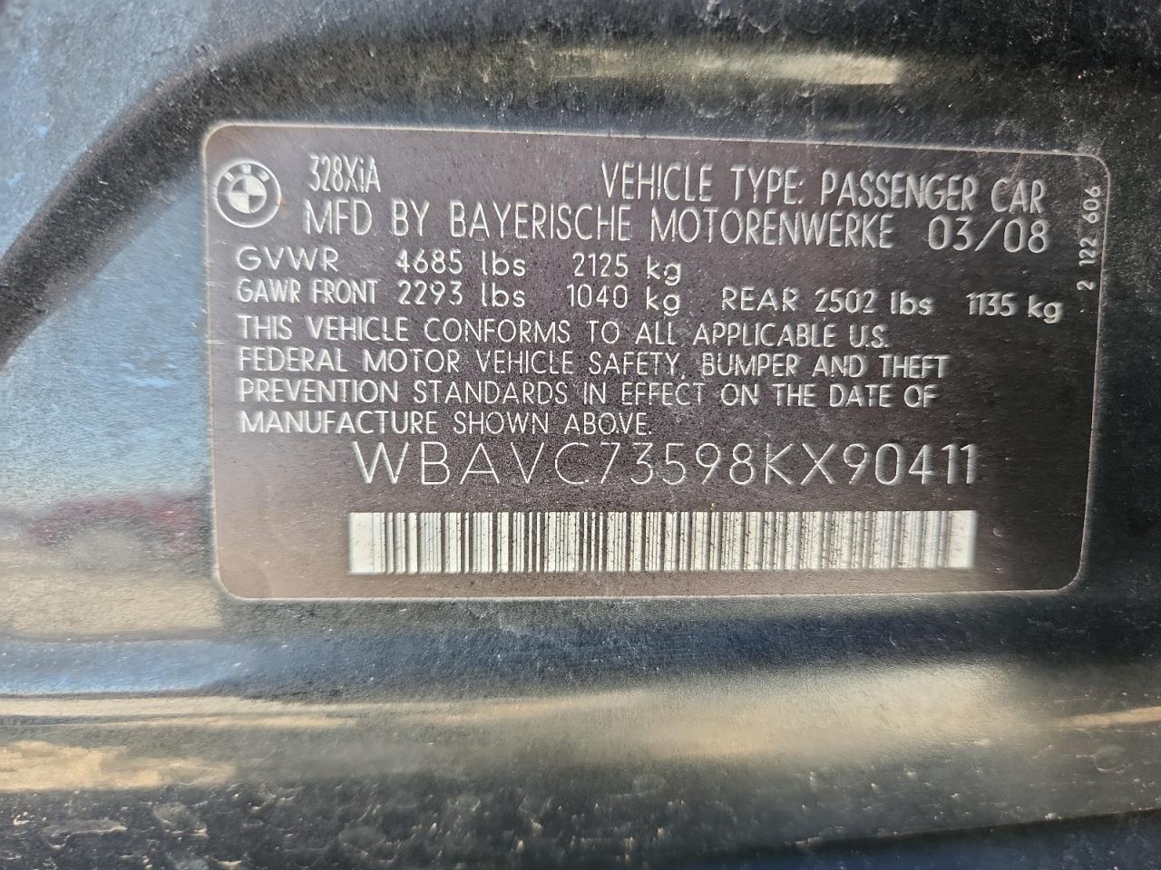 Lot #3290594769 2008 BMW 328 XI SUL