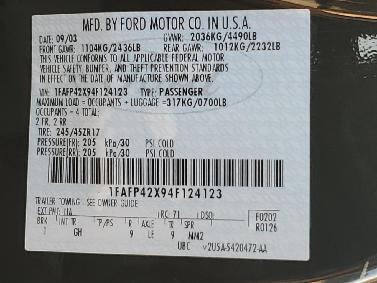 Lot #3302766396 2004 FORD MUSTANG GT