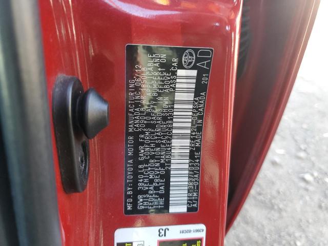 2012 TOYOTA COROLLA BA #3285705663