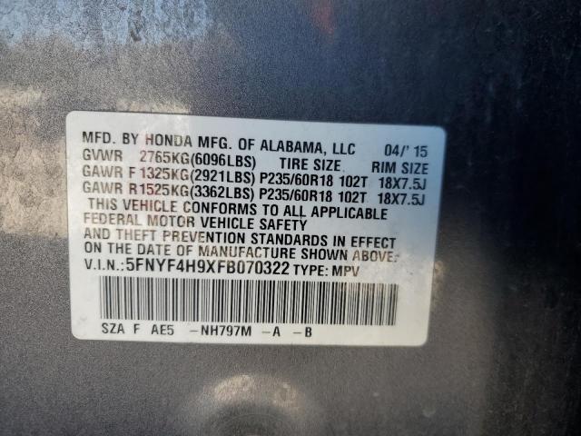 2015 HONDA PILOT TOUR - 5FNYF4H9XFB070322