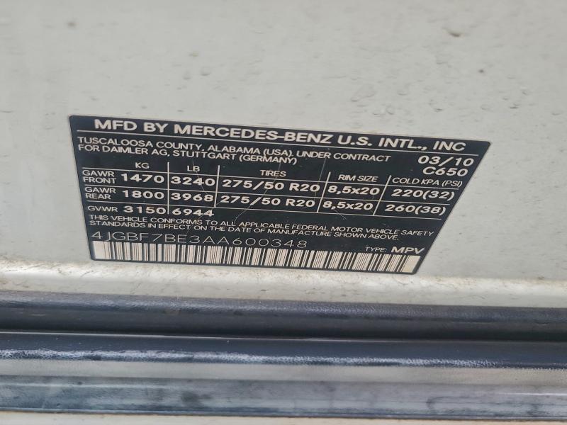 2010 MERCEDES-BENZ GL 450 4MA #3296902816