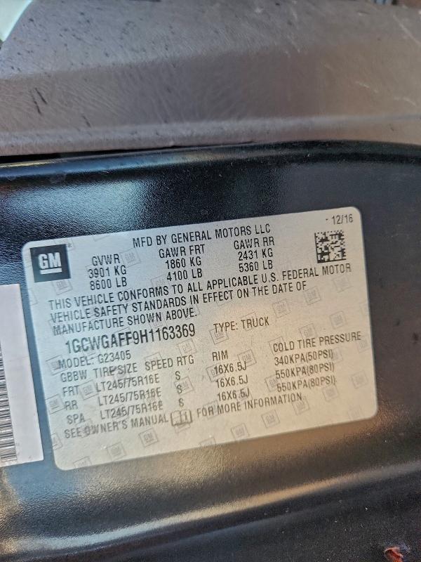 2017 CHEVROLET EXPRESS G2 #3297228381