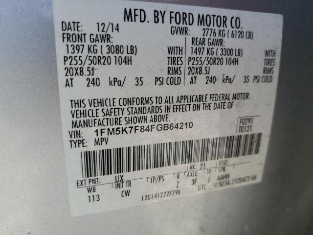 2015 FORD EXPLORER L - 1FM5K7F84FGB64210