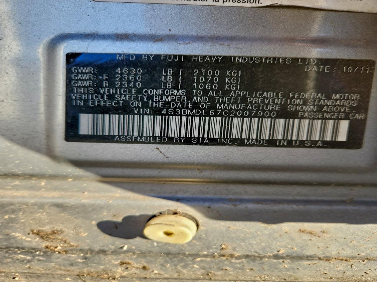 SUBARU LEGACY 3.6R LIMITED