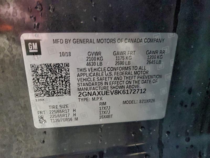 2019 CHEVROLET EQUINOX LT #3302759427