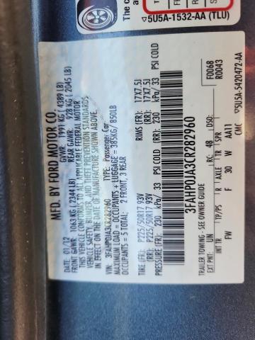 2012 FORD FUSION SEL - 3FAHP0JA3CR282960