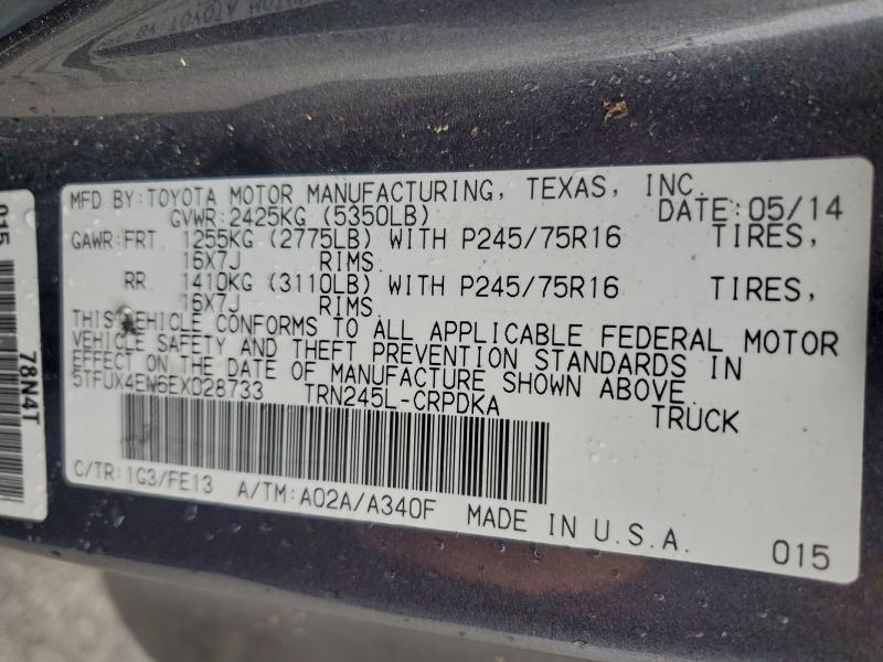 2014 TOYOTA TACOMA ACC #3297124549