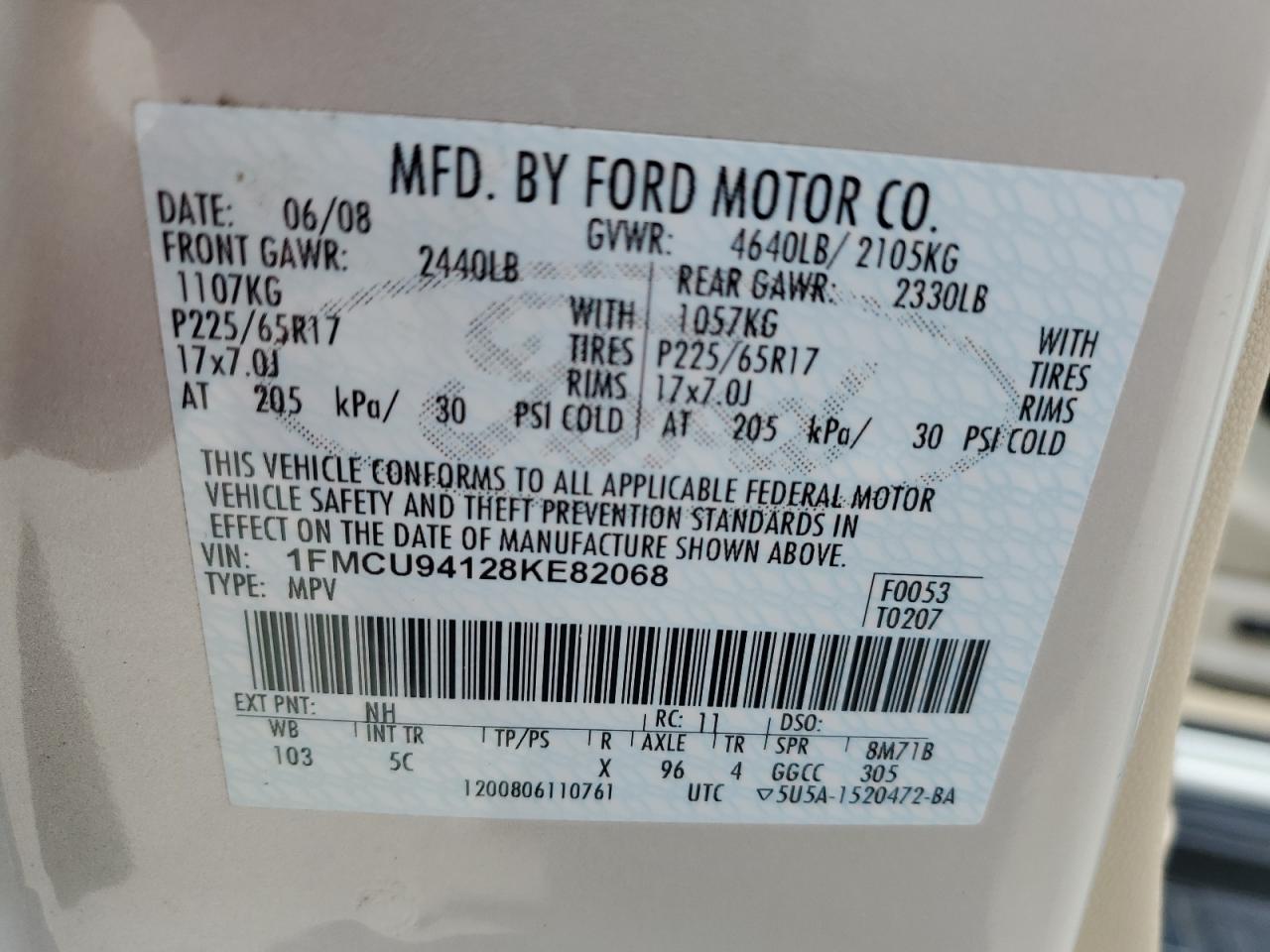 Lot #3291172035 2008 FORD ESCAPE LIM