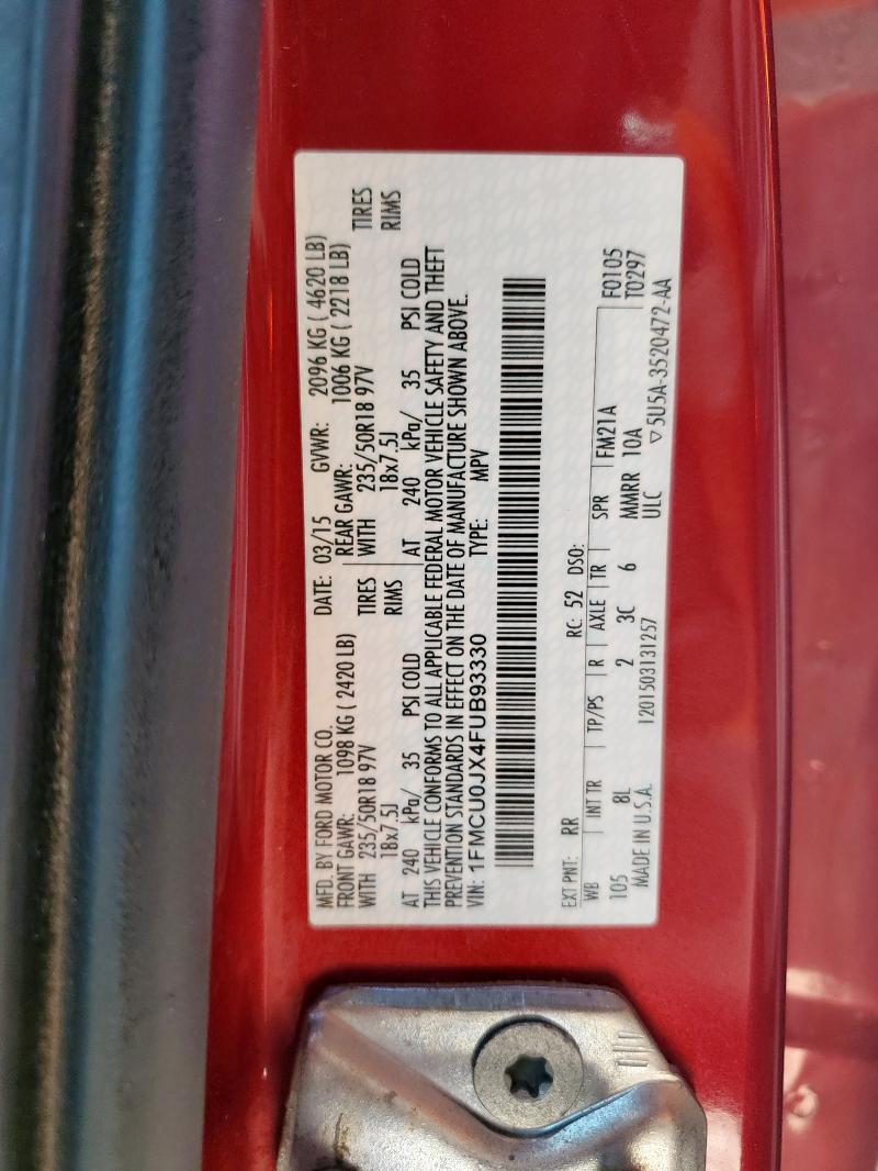 2015 FORD ESCAPE TIT - 1FMCU0JX4FUB93330