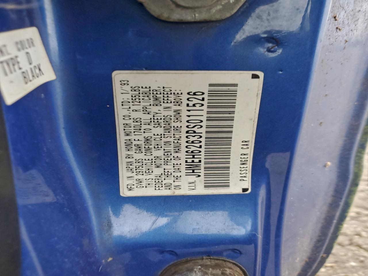 Lot #3298124129 1993 HONDA CIVIC DEL