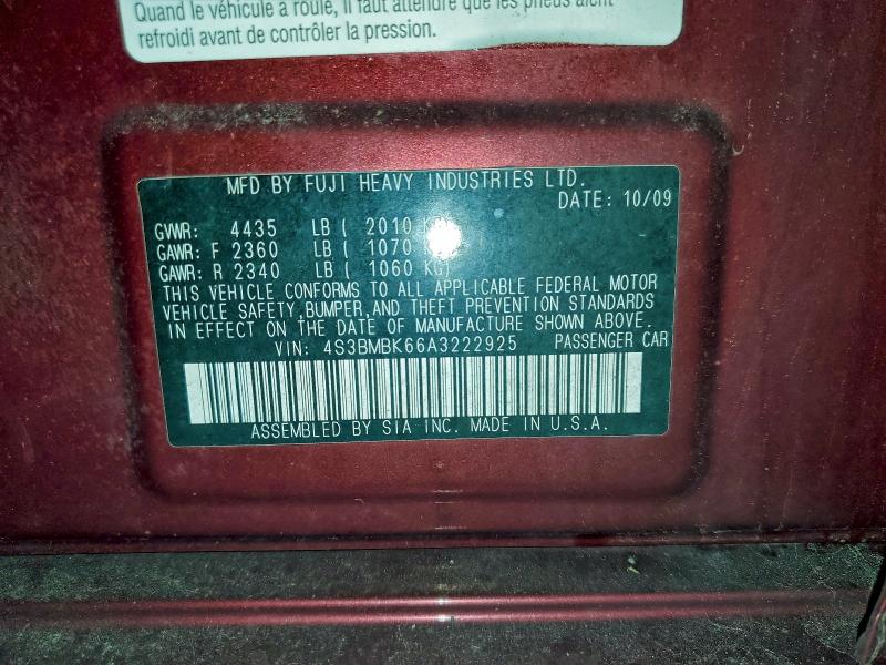 2010 SUBARU LEGACY 2.5 #3301986487