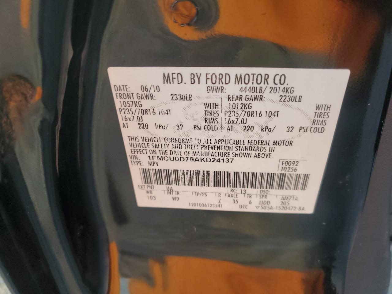 Lot #3303655931 2010 FORD ESCAPE XLT