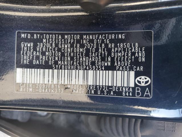 2016 TOYOTA COROLLA L #3301964431
