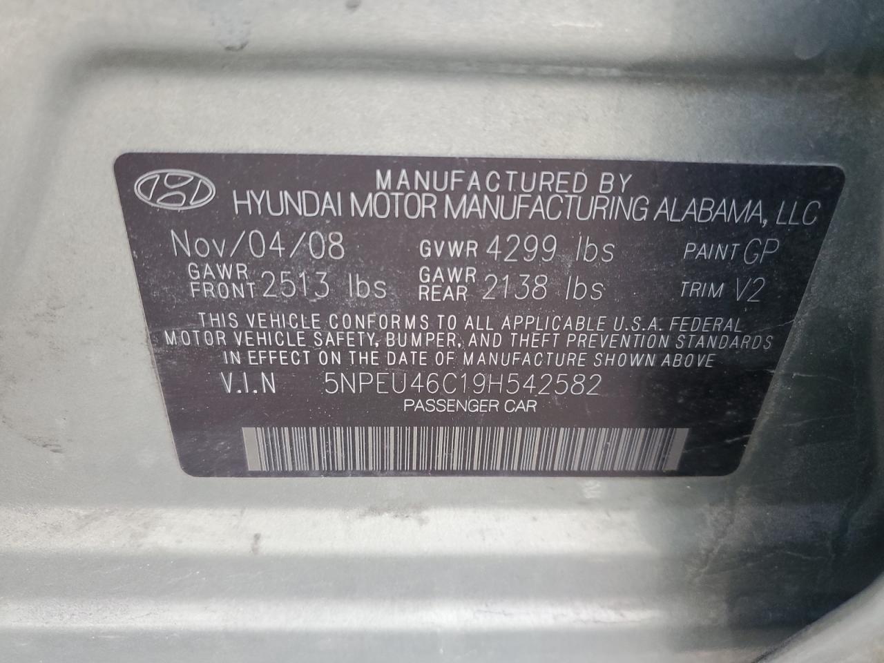 Lot #3293731960 2009 HYUNDAI SONATA SE