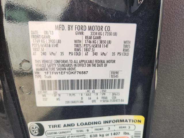 2013 FORD F150 SUPER - 1FTFW1EF1DKF76587