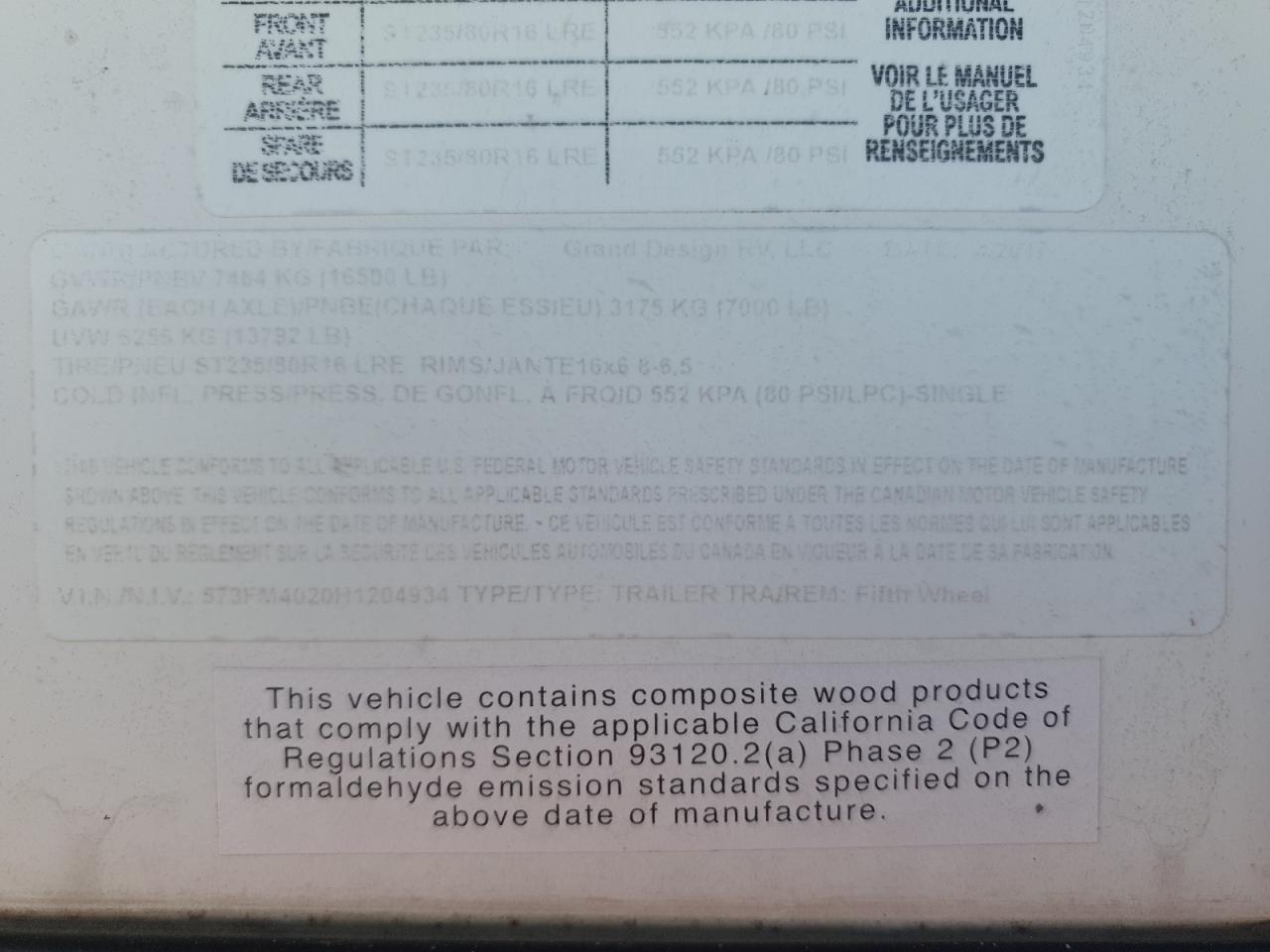 Lot #3280333956 2017 GRAND DESIGN MOMENTUM