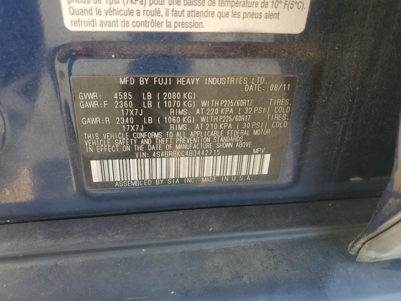 SUBARU OUTBACK 2.5I LIMITED