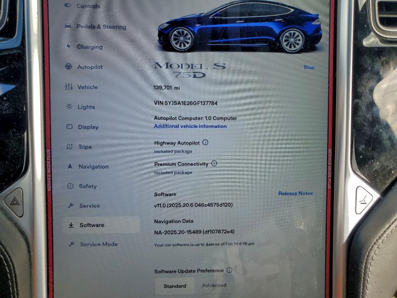 2016 TESLA MODEL S #3303942704