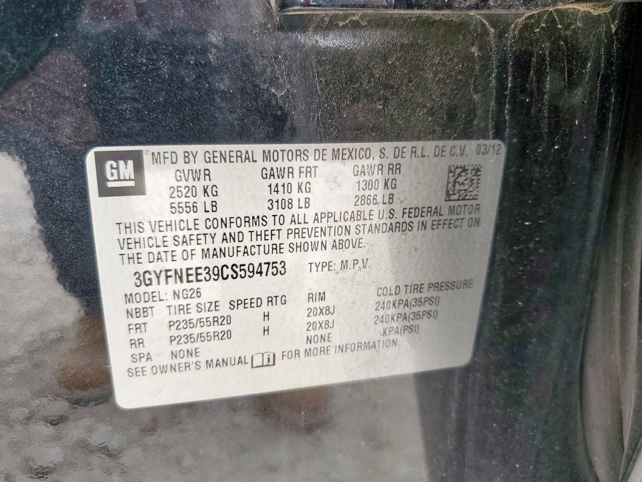 Lot #3309808396 2012 CADILLAC SRX PERFOR