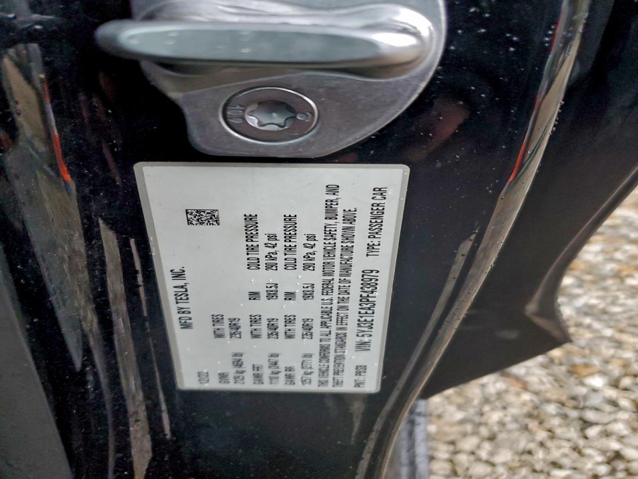 Lot #3303700024 2023 TESLA MODEL 3