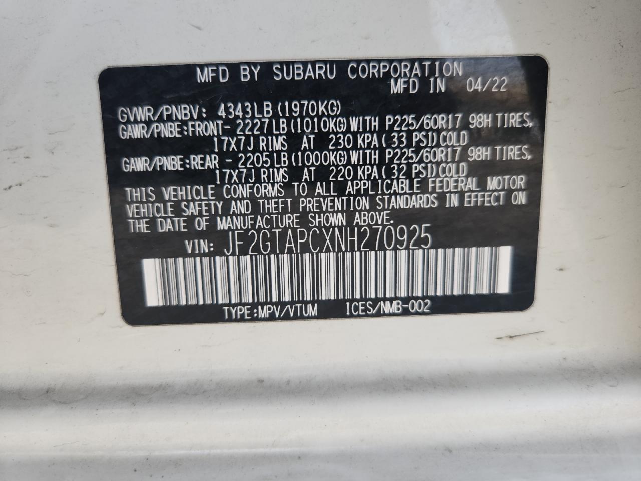 SUBARU CROSSTREK PREMIUM