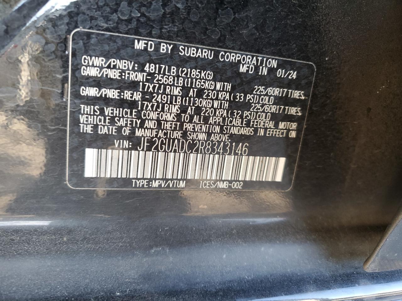 Lot #3293364436 2024 SUBARU CROSSTREK