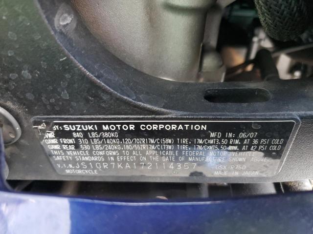 2007 SUZUKI GSX-R750 #3291387155
