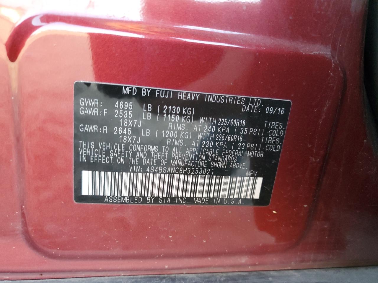 SUBARU OUTBACK 2.5I LIMITED