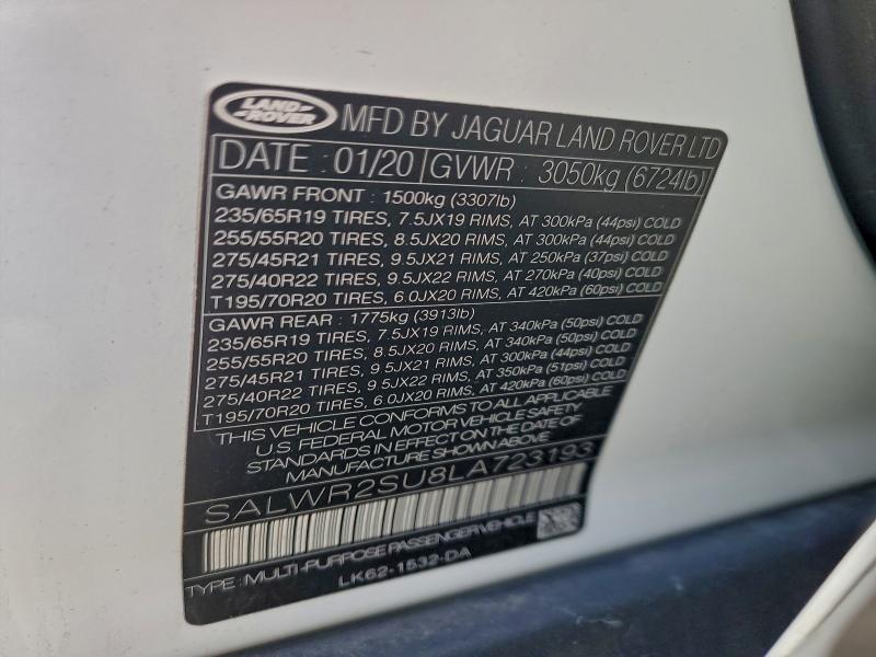 2020 LAND ROVER RANGE ROVE #3303811435