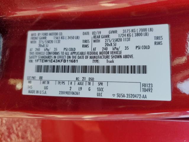 2019 FORD F150 SUPER #3303844511