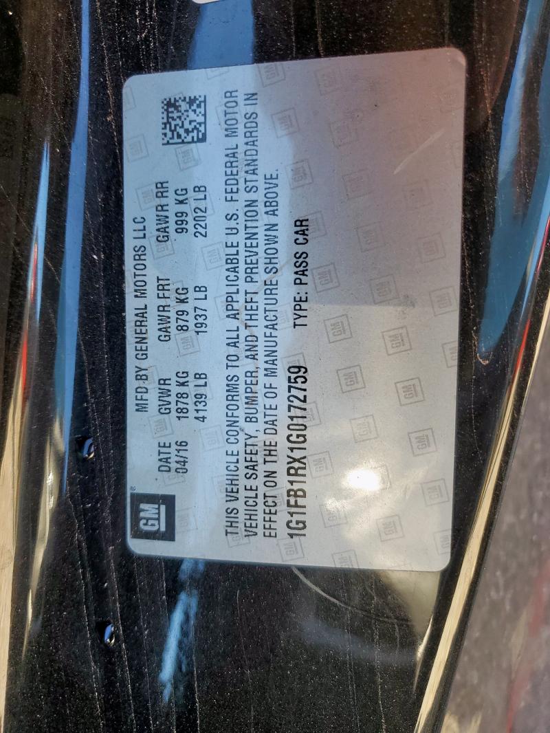 2016 CHEVROLET CAMARO LT - 1G1FB1RX1G0172759