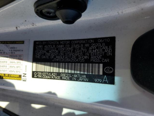 2010 LEXUS IS 350 - JTHFE2C28A2504725