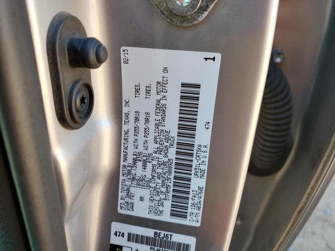 Lot #3308388307 2015 TOYOTA TUNDRA DOU