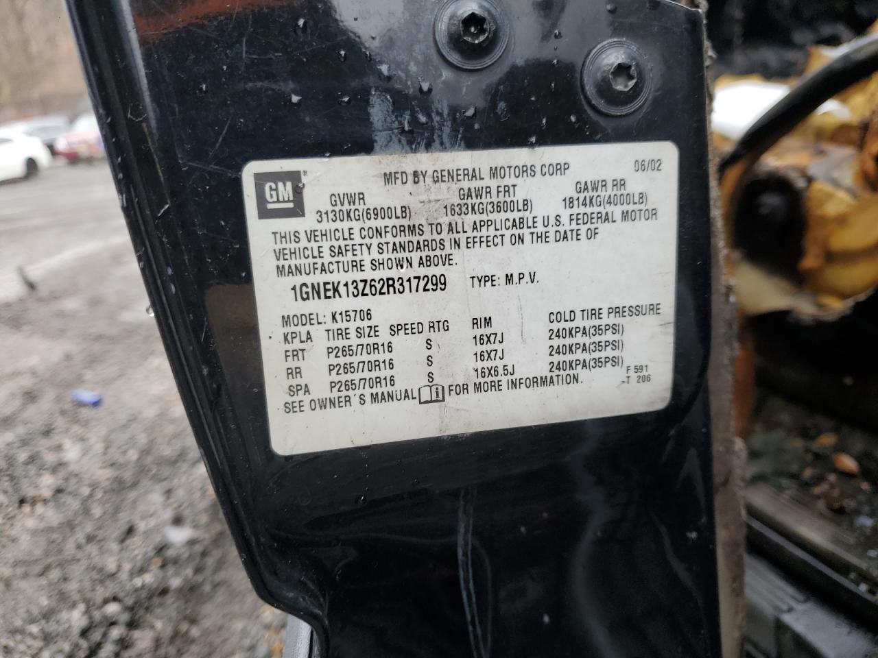 Lot #3298145299 2002 CHEVROLET TAHOE K150