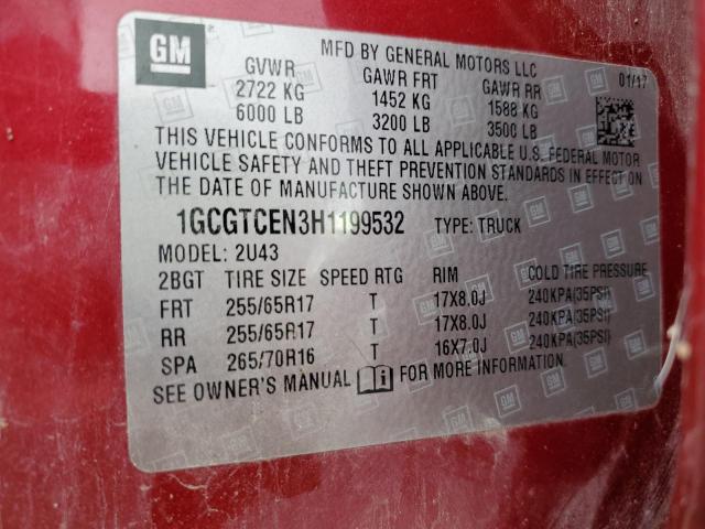 2017 CHEVROLET COLORADO L - 1GCGTCEN3H1199532