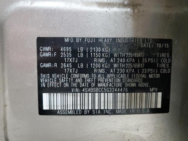 2016 SUBARU OUTBACK 2. #3290293241