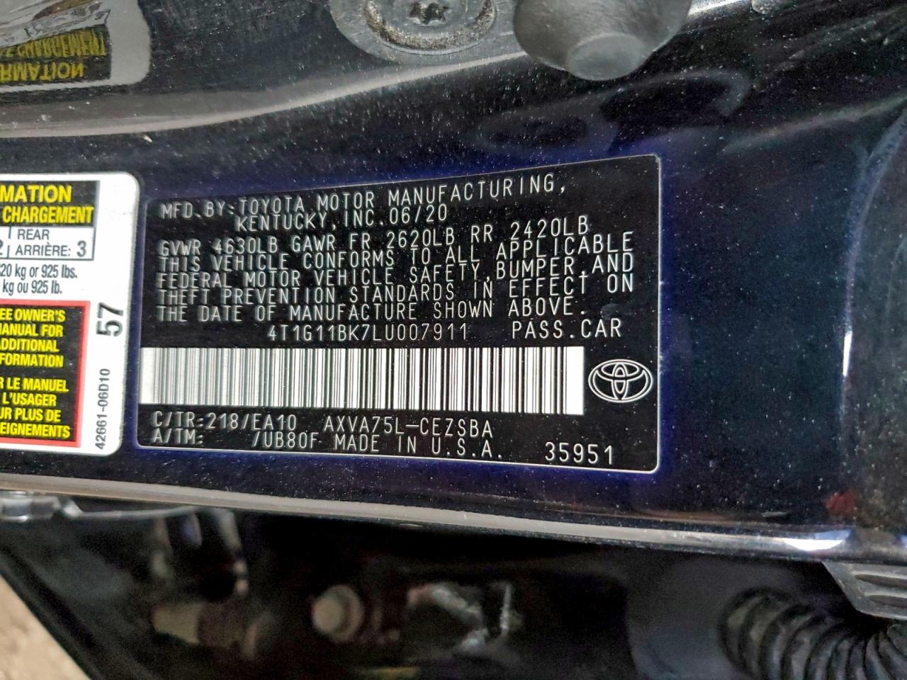 Lot #3298046134 2020 TOYOTA CAMRY SE