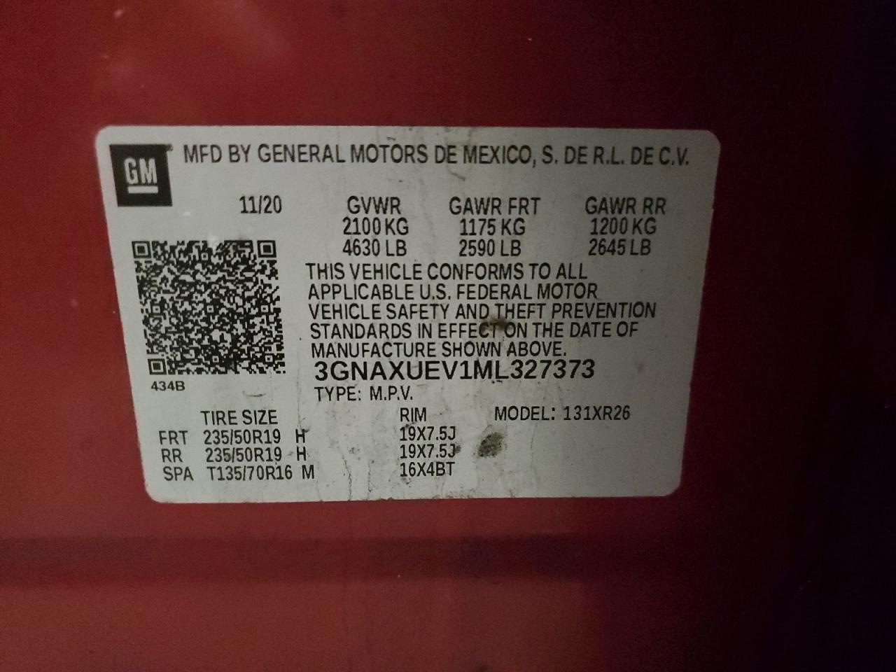 Lot #3301986463 2021 CHEVROLET EQUINOX LT