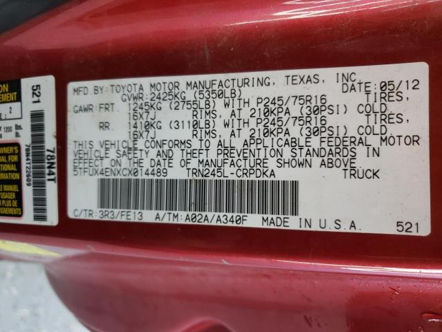 2012 TOYOTA TACOMA ACC #3303748417