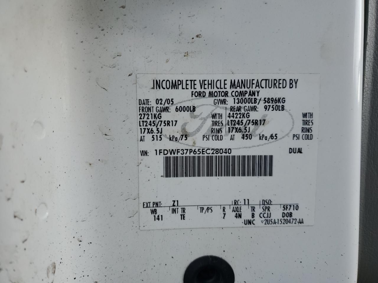 Lot #3290162206 2005 FORD F350 SUPER