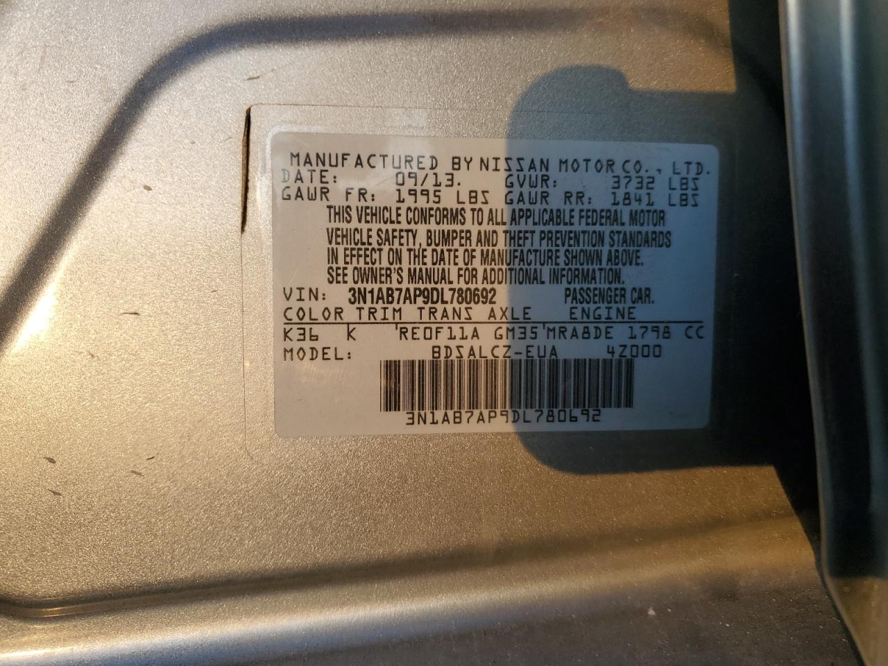 Lot #3309725862 2013 NISSAN SENTRA S