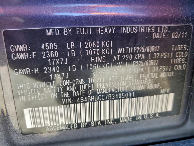 2011 SUBARU OUTBACK 2. #3305361310