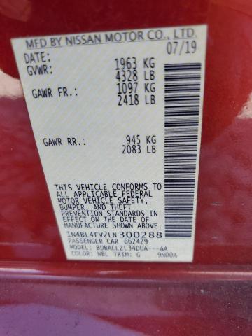 2020 NISSAN ALTIMA PLA 1N4BL4FV2LN300288