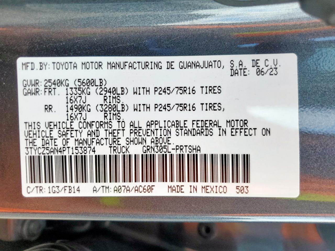 Lot #3304955943 2023 TOYOTA TACOMA DOU