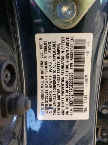 2016 HONDA CIVIC EX #3294415498