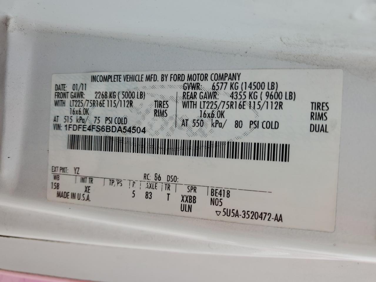 Lot #3316837699 2011 FORD ECONOLINE